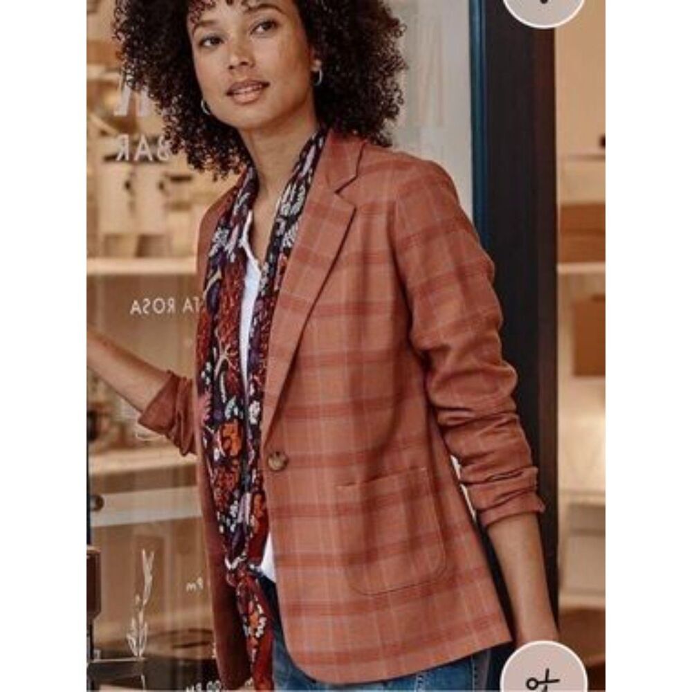J. Jill Plaid One-Button Blazer
